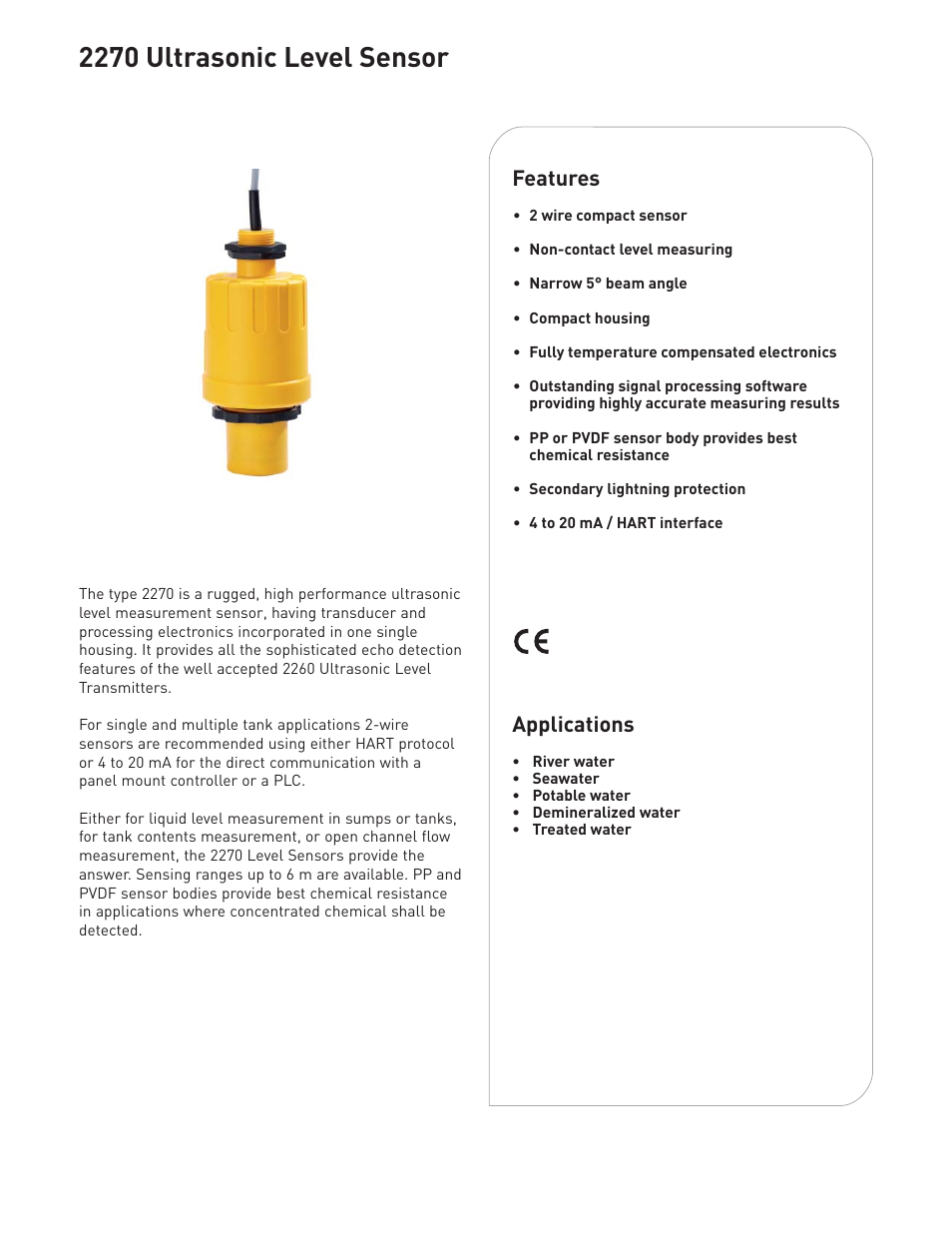 GF Signet 2270 Ultrasonic Level Sensor User Manual | 4 pages