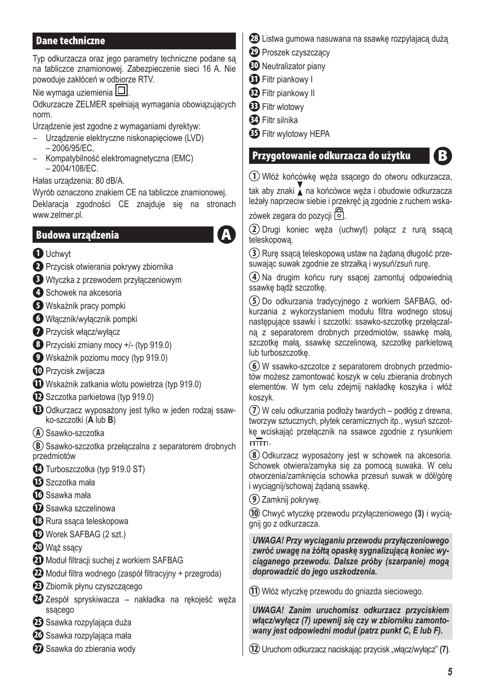 ZELMER 919 User Manual | 64 pages