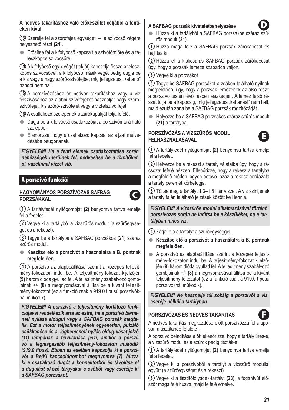 Cf e d | ZELMER 919 User Manual | Page 17 / 64