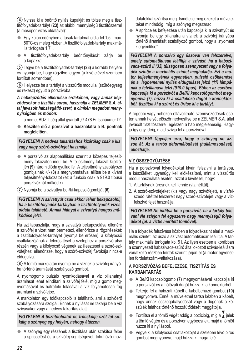 ZELMER 919 User Manual | Page 18 / 64