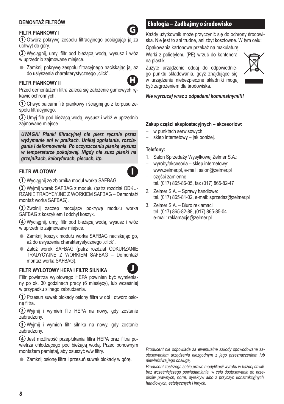 Hi j g | ZELMER 919 User Manual | Page 4 / 64