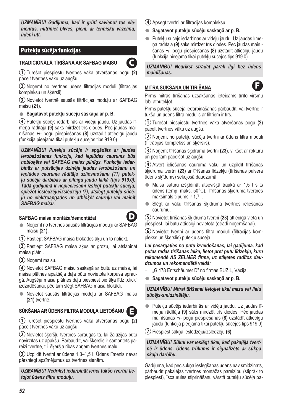 Cf e d | ZELMER 919 User Manual | Page 48 / 64