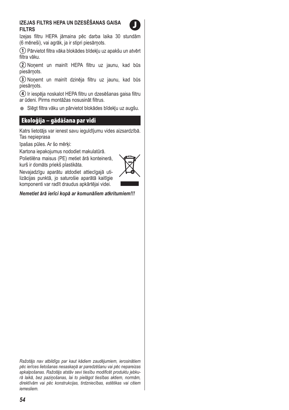 Ekoloģija – gādāšana par vidi | ZELMER 919 User Manual | Page 50 / 64