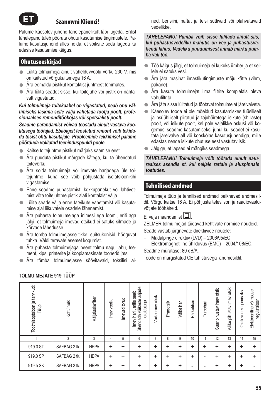 ZELMER 919 User Manual | Page 51 / 64