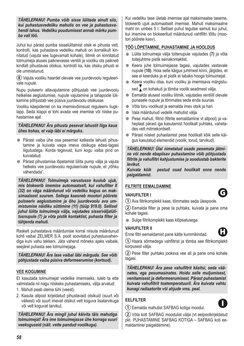 Hg i | ZELMER 919 User Manual | Page 54 / 64