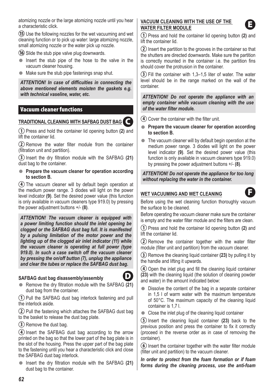 Cf e d | ZELMER 919 User Manual | Page 58 / 64