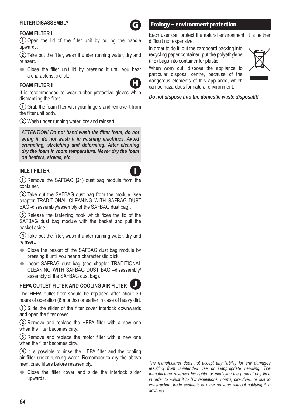 Hi j g | ZELMER 919 User Manual | Page 60 / 64