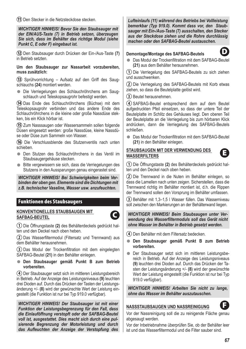 Cf e d | ZELMER 919 User Manual | Page 63 / 64