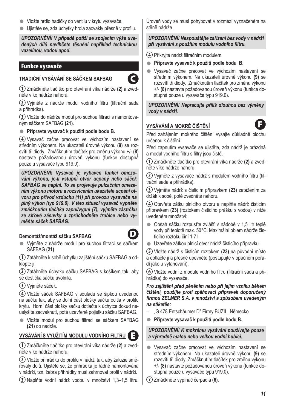Cf e d | ZELMER 919 User Manual | Page 7 / 64