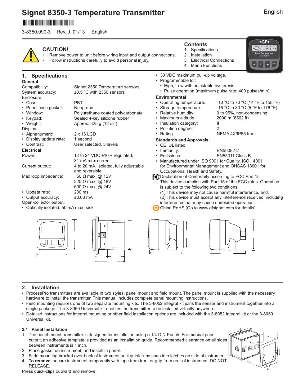 GF Signet 8350 Temperature Transmitter User Manual | 8 pages