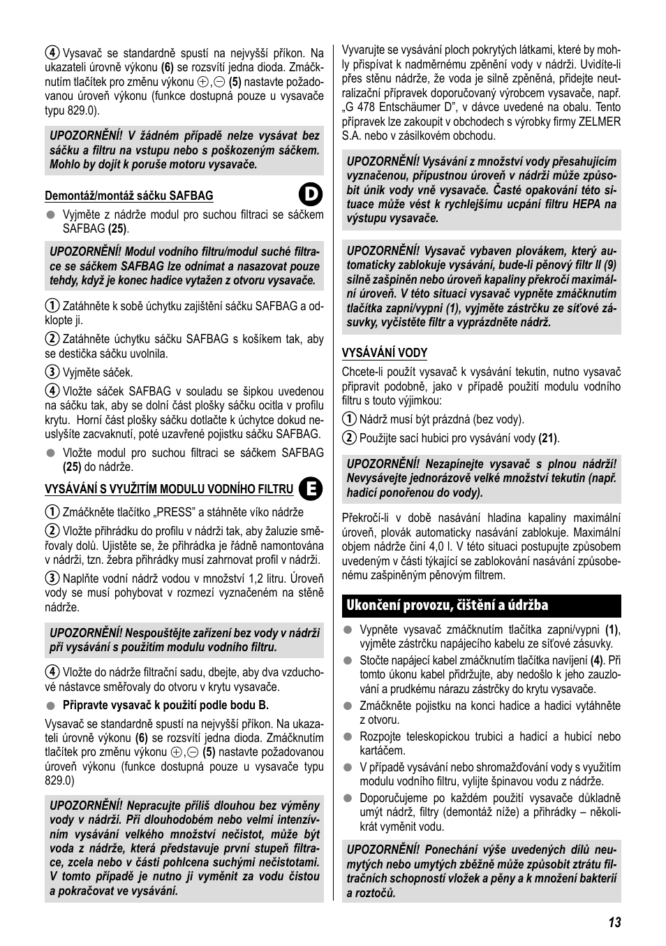 ZELMER 829 User Manual | Page 10 / 67