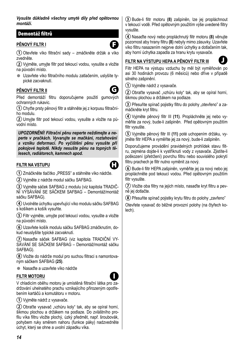 Fg h i j | ZELMER 829 User Manual | Page 11 / 67