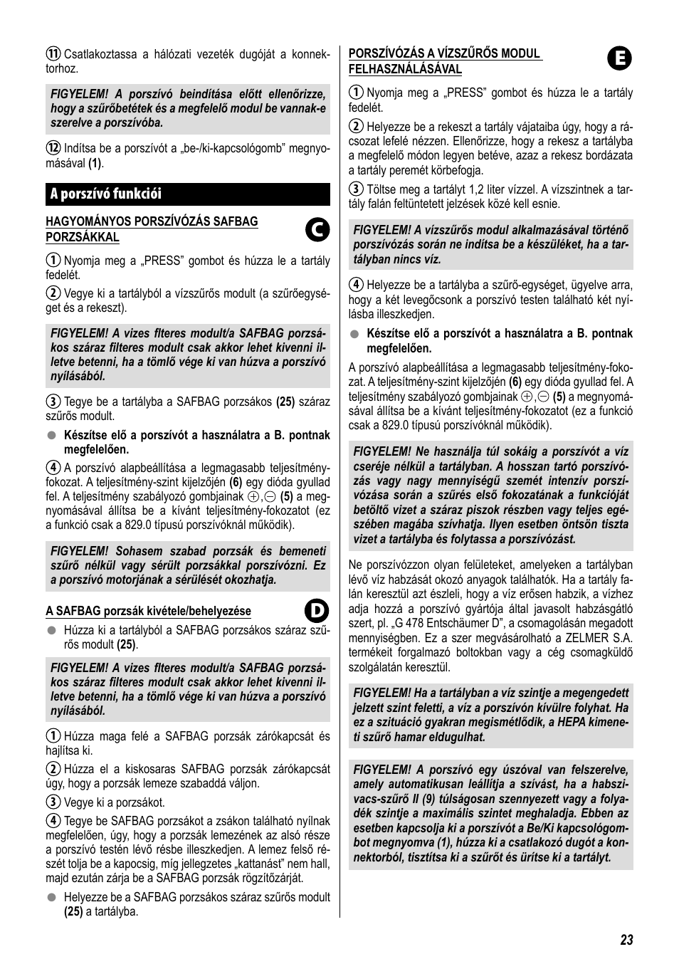 Ce d | ZELMER 829 User Manual | Page 20 / 67