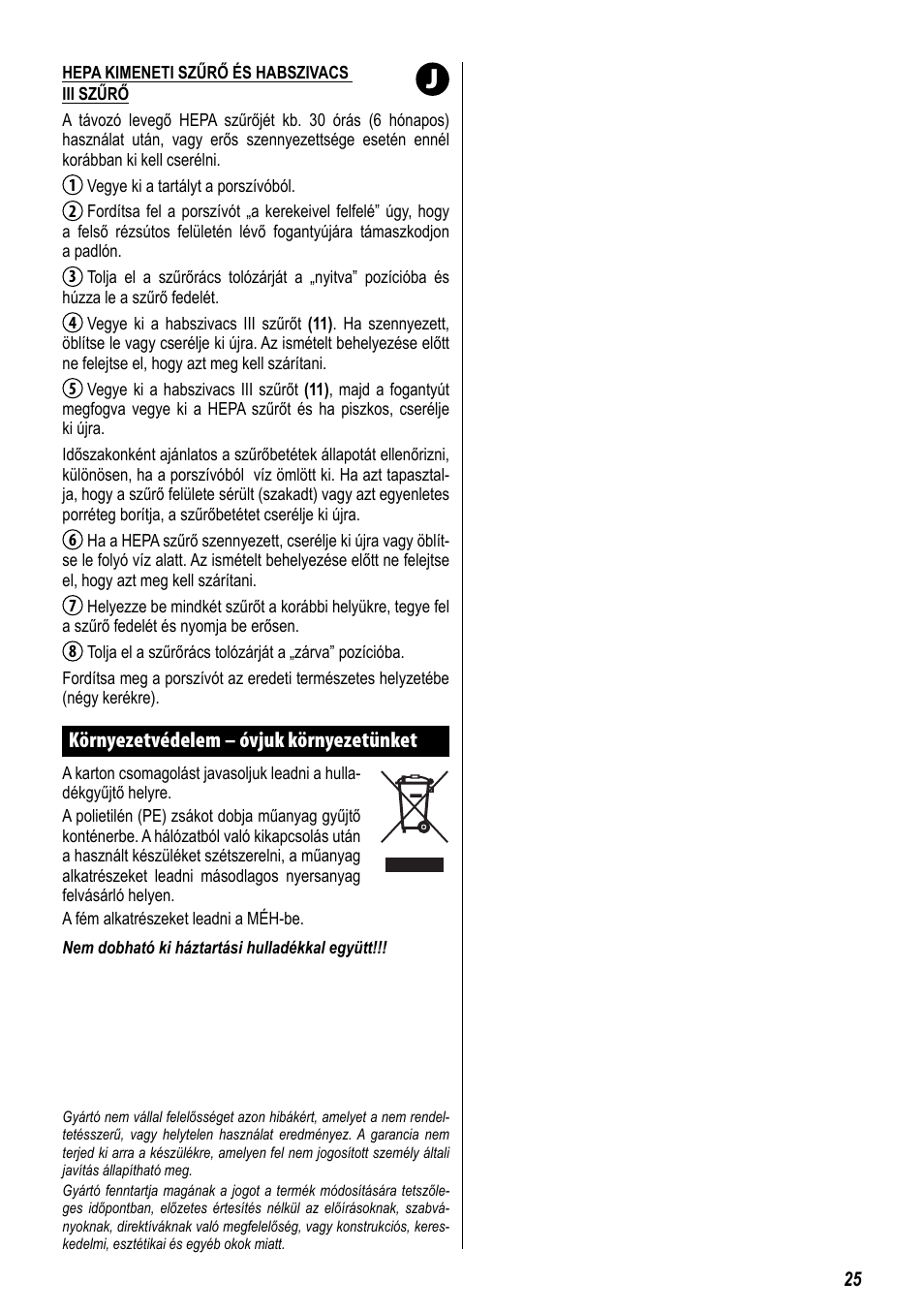 Környezetvédelem – óvjuk környezetünket | ZELMER 829 User Manual | Page 22 / 67