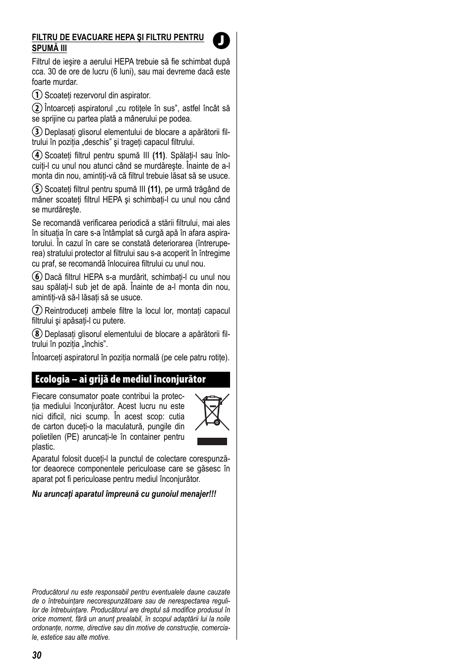 Ecologia – ai grijă de mediul înconjurător | ZELMER 829 User Manual | Page 27 / 67