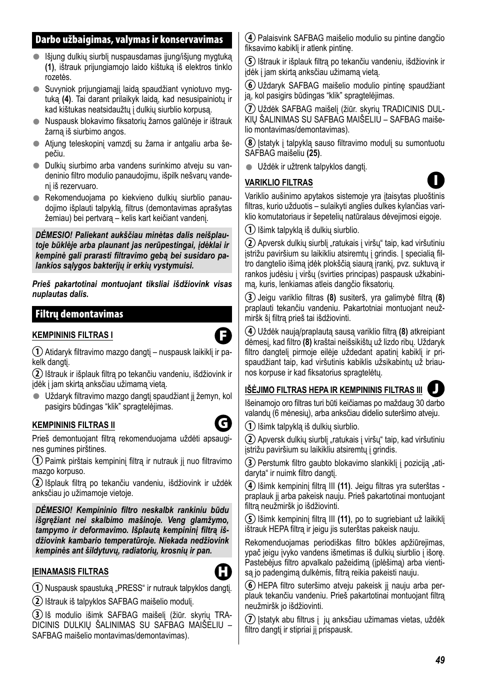 Fg h i j | ZELMER 829 User Manual | Page 46 / 67