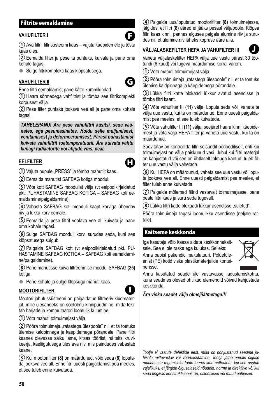 Fg h i j | ZELMER 829 User Manual | Page 55 / 67
