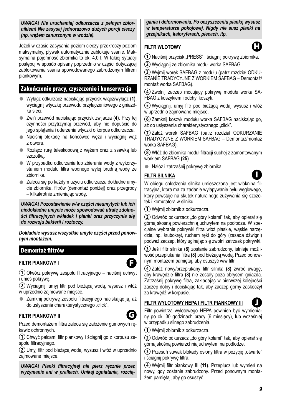 Fg h i j | ZELMER 829 User Manual | Page 6 / 67