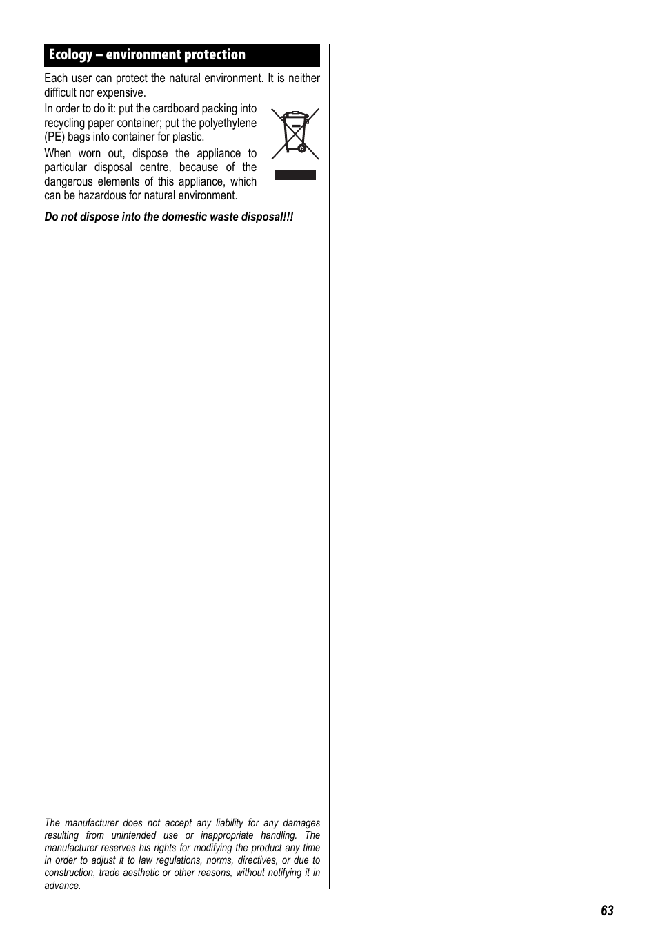 Ecology – environment protection | ZELMER 829 User Manual | Page 60 / 67