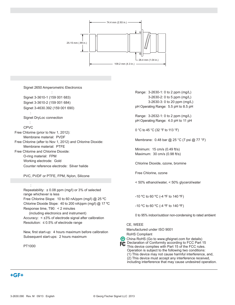 GF Signet 2630 Amperometric Chlorine Electrode User Manual | Page 8 / 8