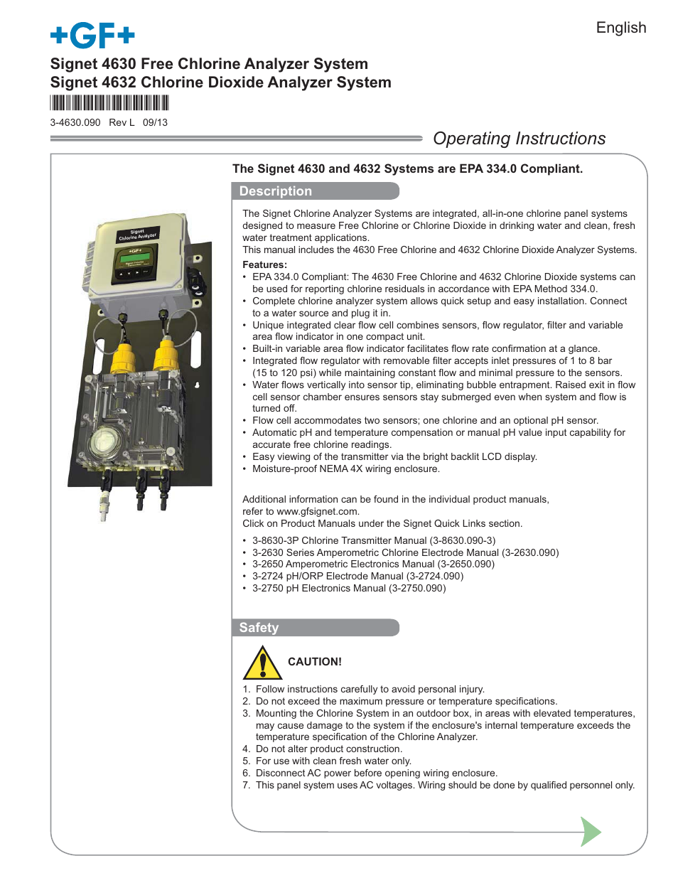 GF Signet 4632 Chlorine Dioxide Analyzer System User Manual | 48 pages