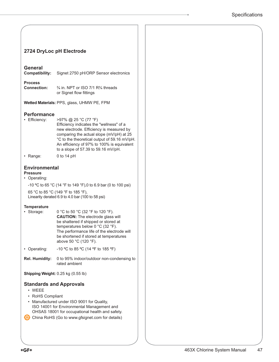 GF Signet 4632 Chlorine Dioxide Analyzer System User Manual | Page 47 / 48