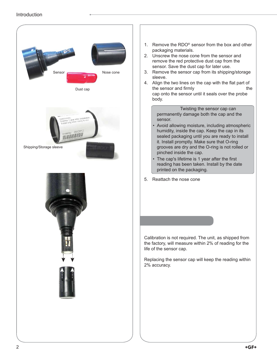 Calibration | GF Signet 2610 Process Optical Dissolved Oxygen Sensor User Manual | Page 2 / 12