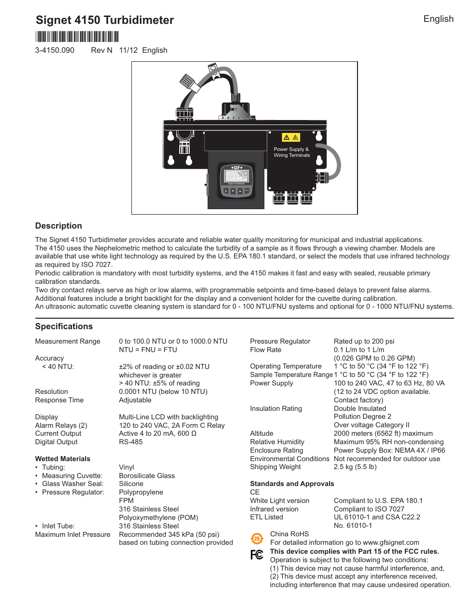 GF Signet 4150 Turbidimeter User Manual | 24 pages