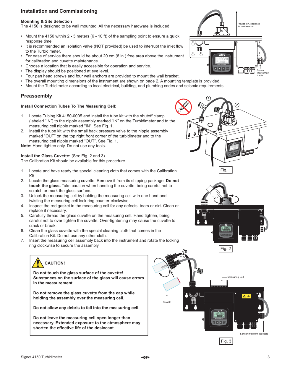 Installation and commissioning, Preassembly | GF Signet 4150 Turbidimeter User Manual | Page 3 / 24