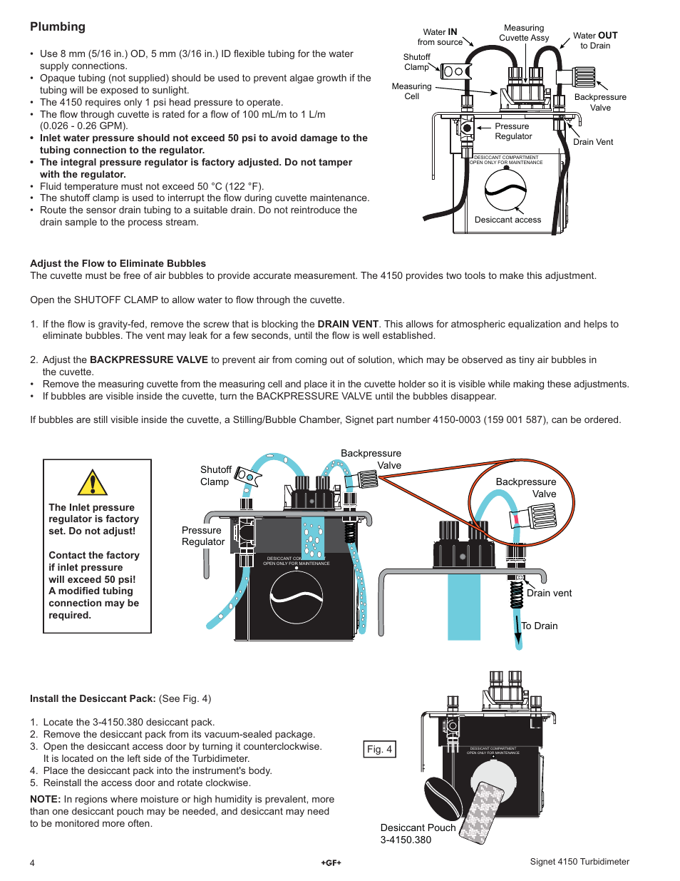 Plumbing | GF Signet 4150 Turbidimeter User Manual | Page 4 / 24