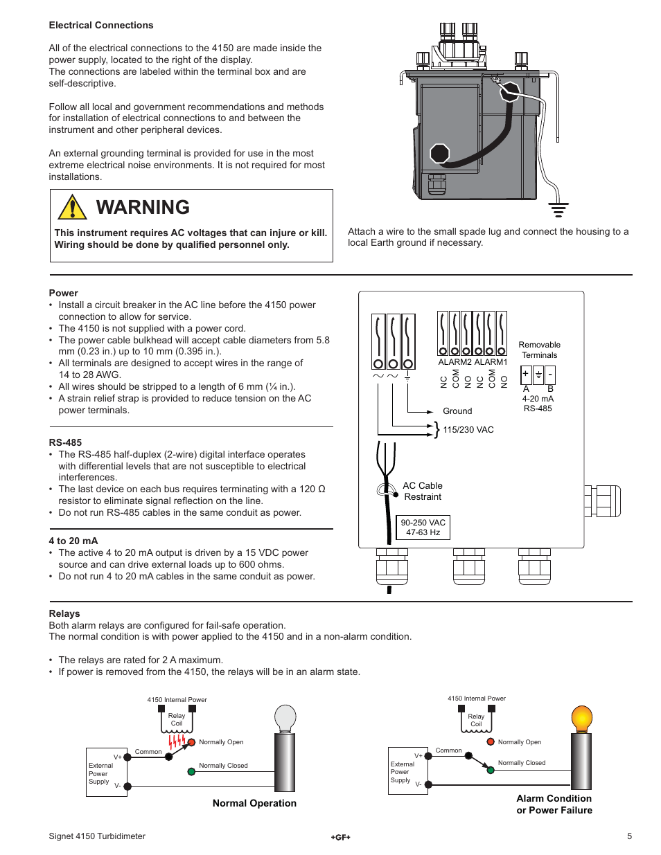 Warning | GF Signet 4150 Turbidimeter User Manual | Page 5 / 24