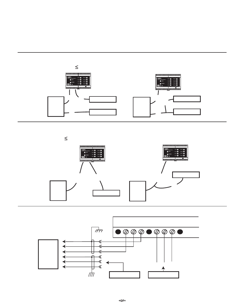 Ba c* b a c, Ab a, Wiring | Dual sensor system single sensor system, 8059 i/o terminals, Input pass-thru, Lsensor #1 s, Lsensor #2 s, Li/o terminals | GF Signet 8059 External Relay Modules User Manual | Page 3 / 4