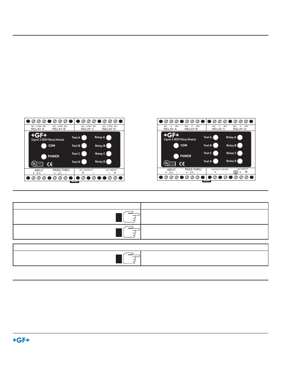Operation s, L terminals, Indicator leds | Test buttons, Relays, Normal operation, Ordering information, Relay test | GF Signet 8059 External Relay Modules User Manual | Page 4 / 4