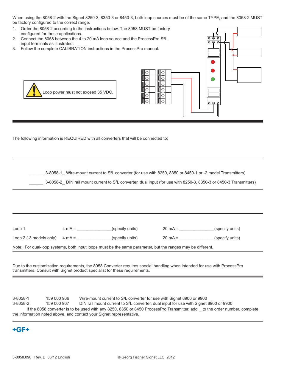 Ordering information | GF Signet i-Go 8058 Signal Converter User Manual | Page 4 / 4