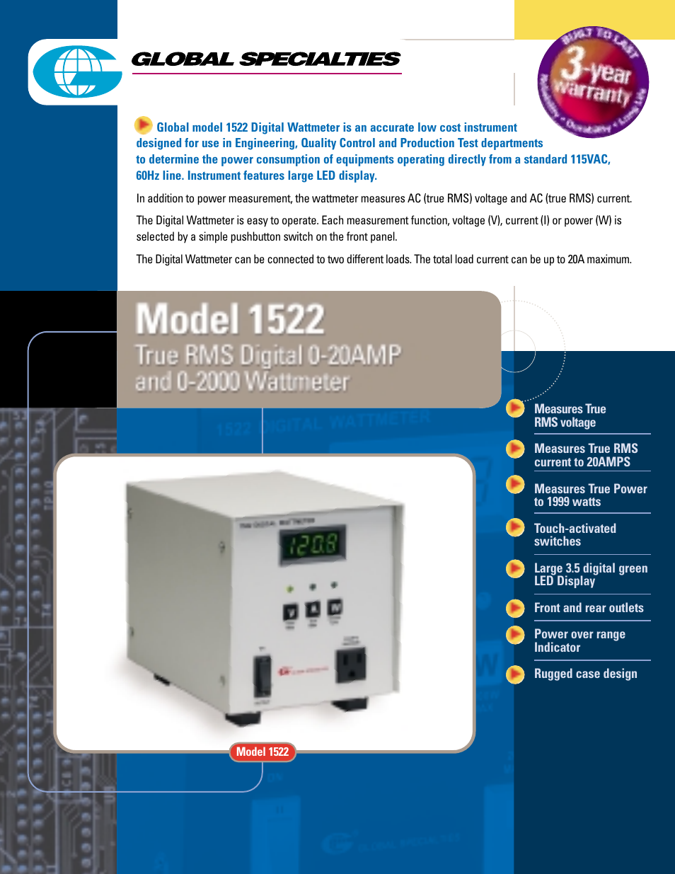 Global Specialties 1522 - Data Sheet User Manual | 2 pages