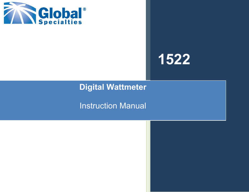 Global Specialties 1522 - Manual User Manual | 13 pages