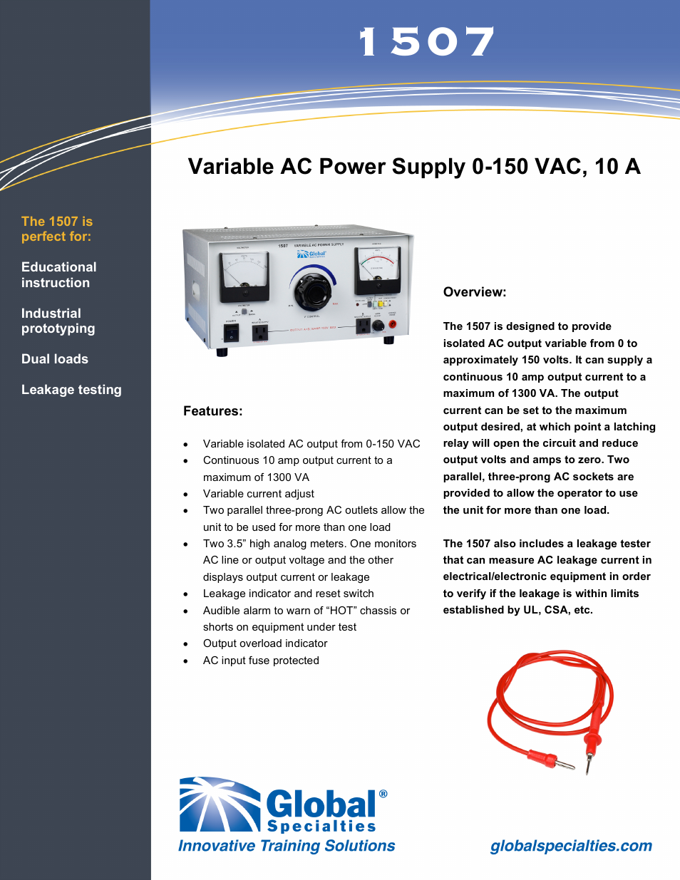 Global Specialties 1507 User Manual | 2 pages