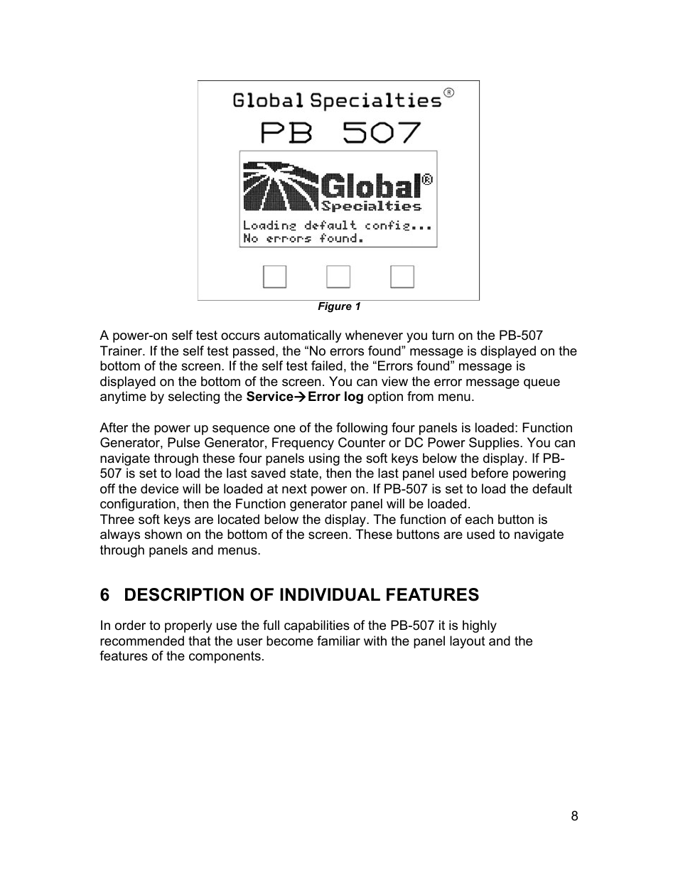 6 description of individual features | Global Specialties PB-507 - Manual User Manual | Page 8 / 44