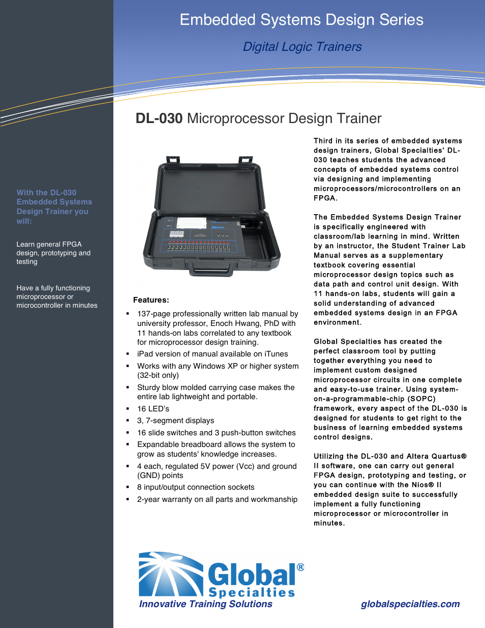 Global Specialties DL-030 User Manual | 2 pages