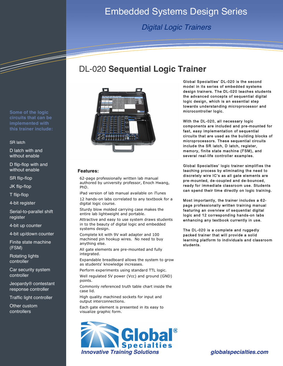 Global Specialties DL-020 User Manual | 2 pages