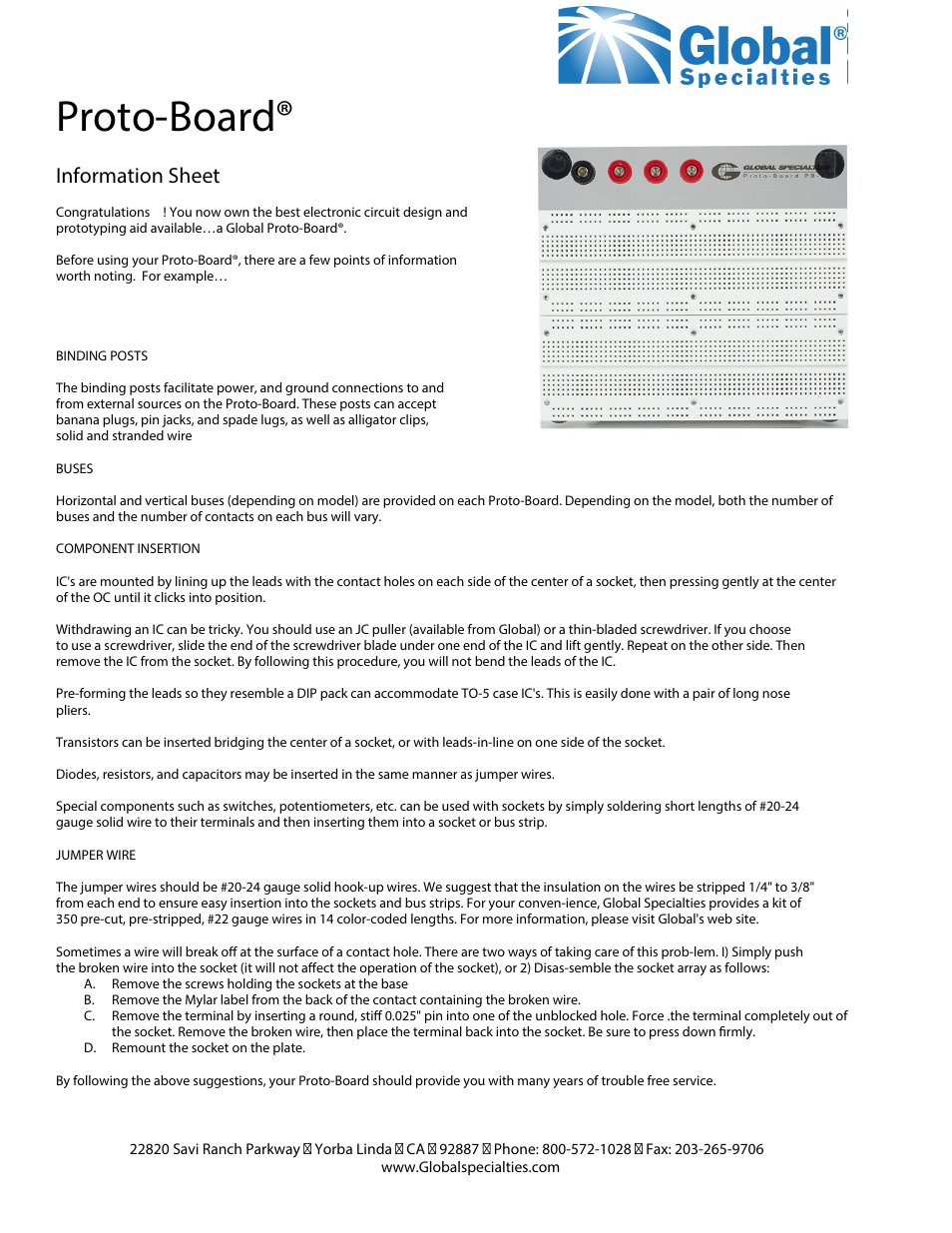 Global Specialties PB-60 User Manual | 1 page