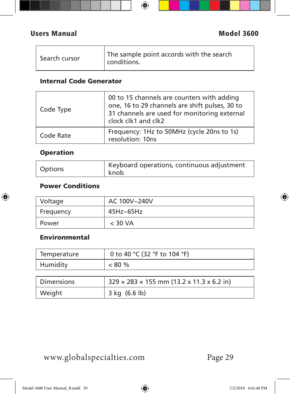 Global Specialties 3600 User Manual | Page 34 / 37