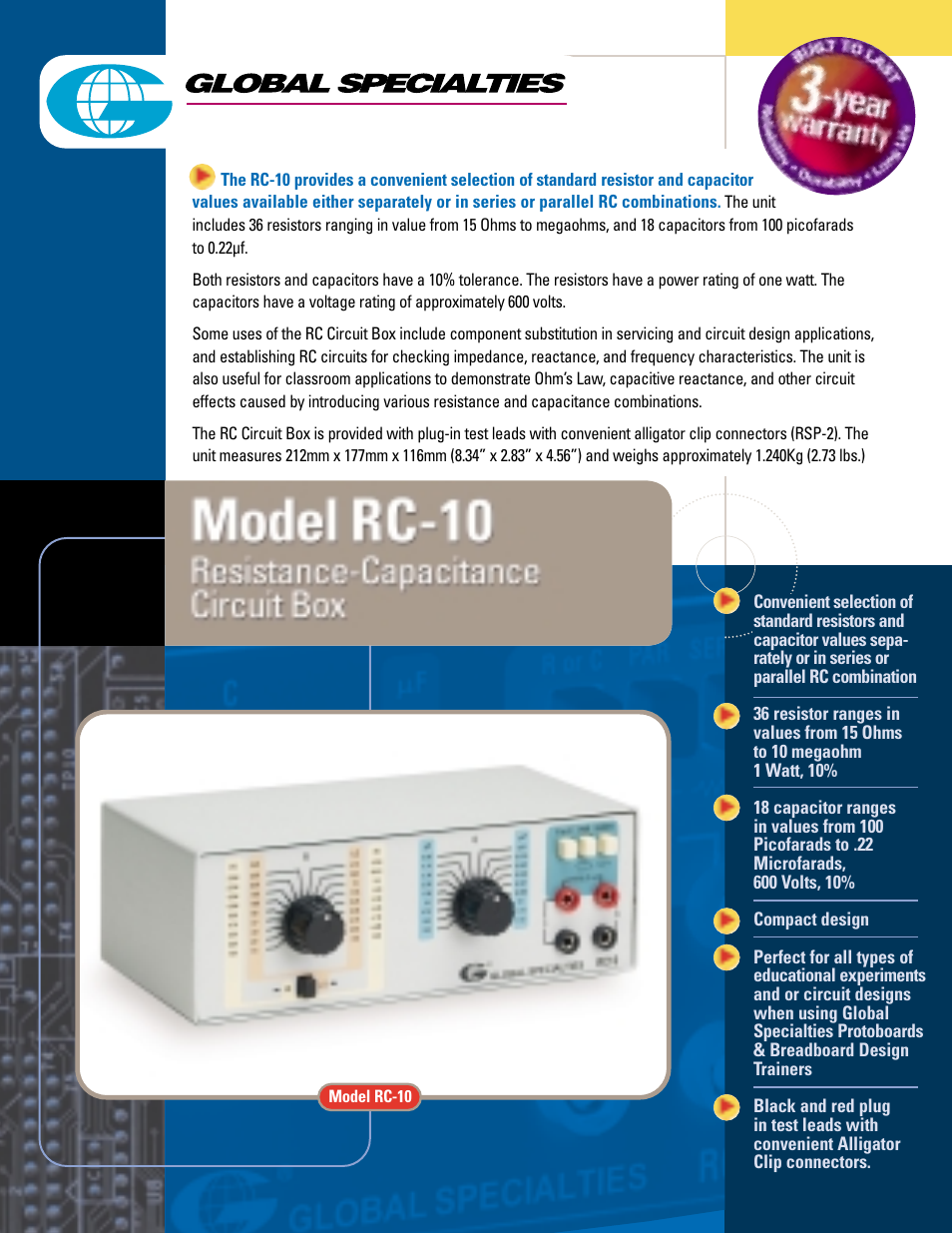 Global Specialties RC-10 - Data Sheet User Manual | 2 pages