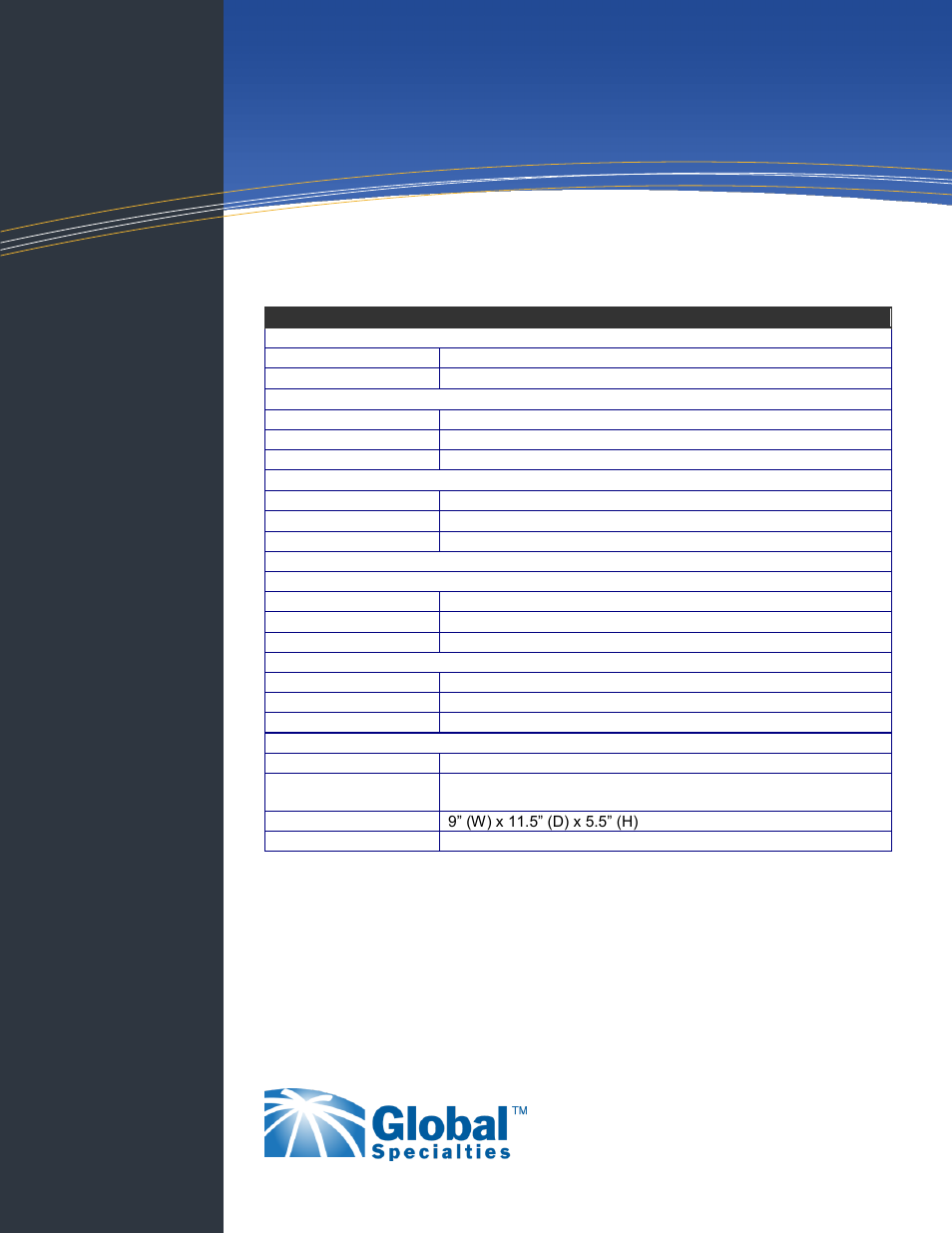 Test equipment, Specifications, Triple output dc power supply | Global Specialties 1302B - Data Sheet User Manual | Page 2 / 2