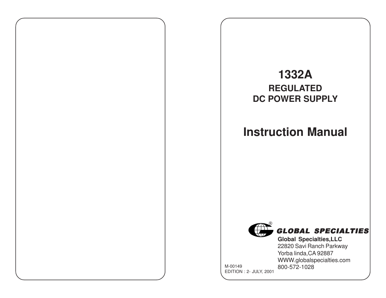 Global Specialties 1332A User Manual | 11 pages