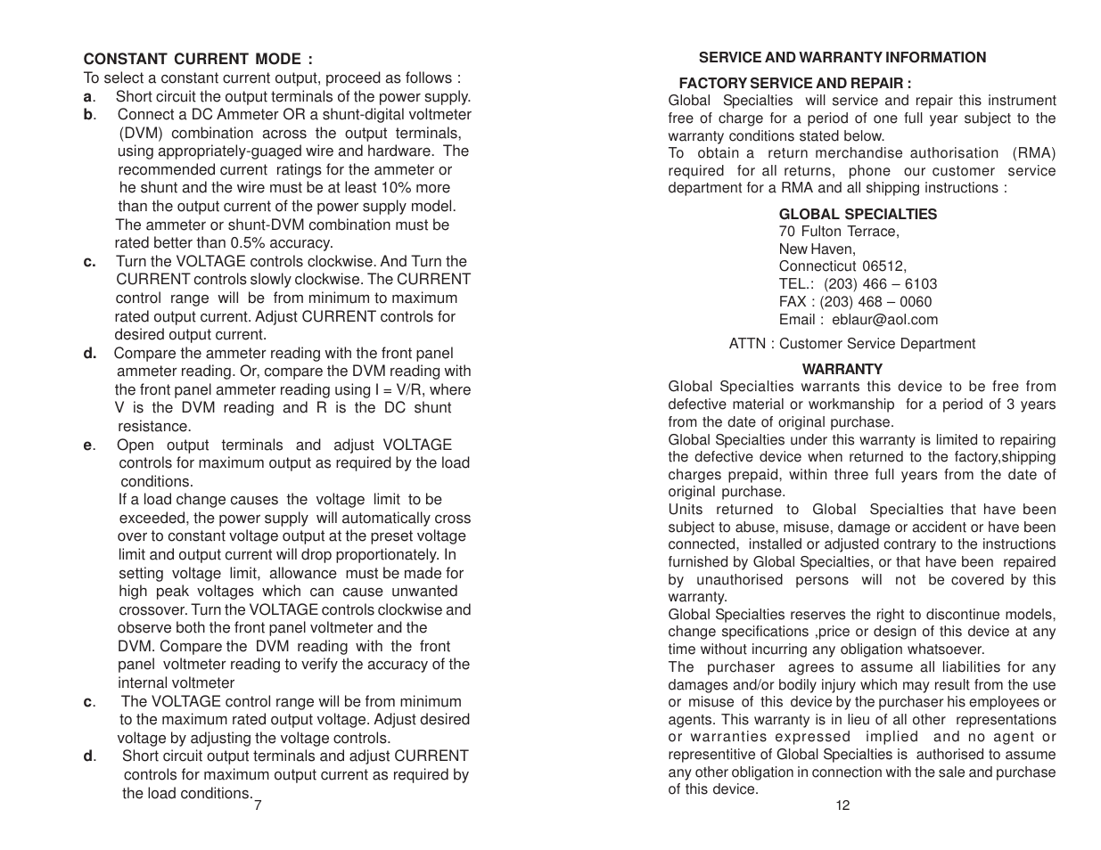 Global Specialties 1332A User Manual | Page 9 / 11