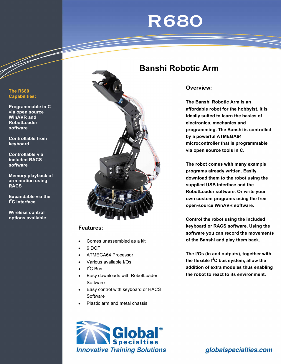 Global Specialties R680 User Manual | 2 pages