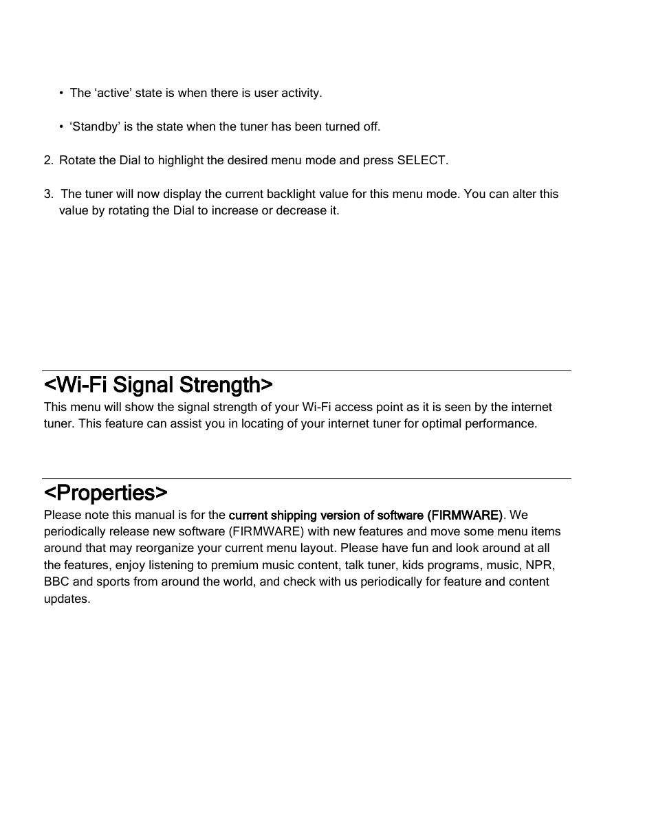Upnp, Wi-fi signal strength, Properties | Grace Digital GDI-IRDT200 Tuner User Manual | Page 36 / 41