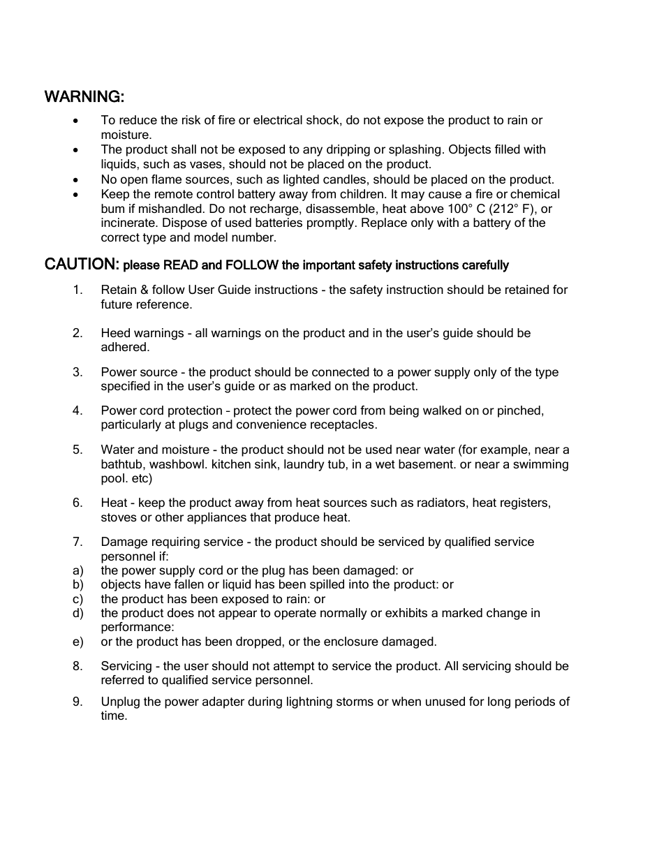 Warning, Caution | Grace Digital GDI-IRDT200 Tuner User Manual | Page 5 / 41