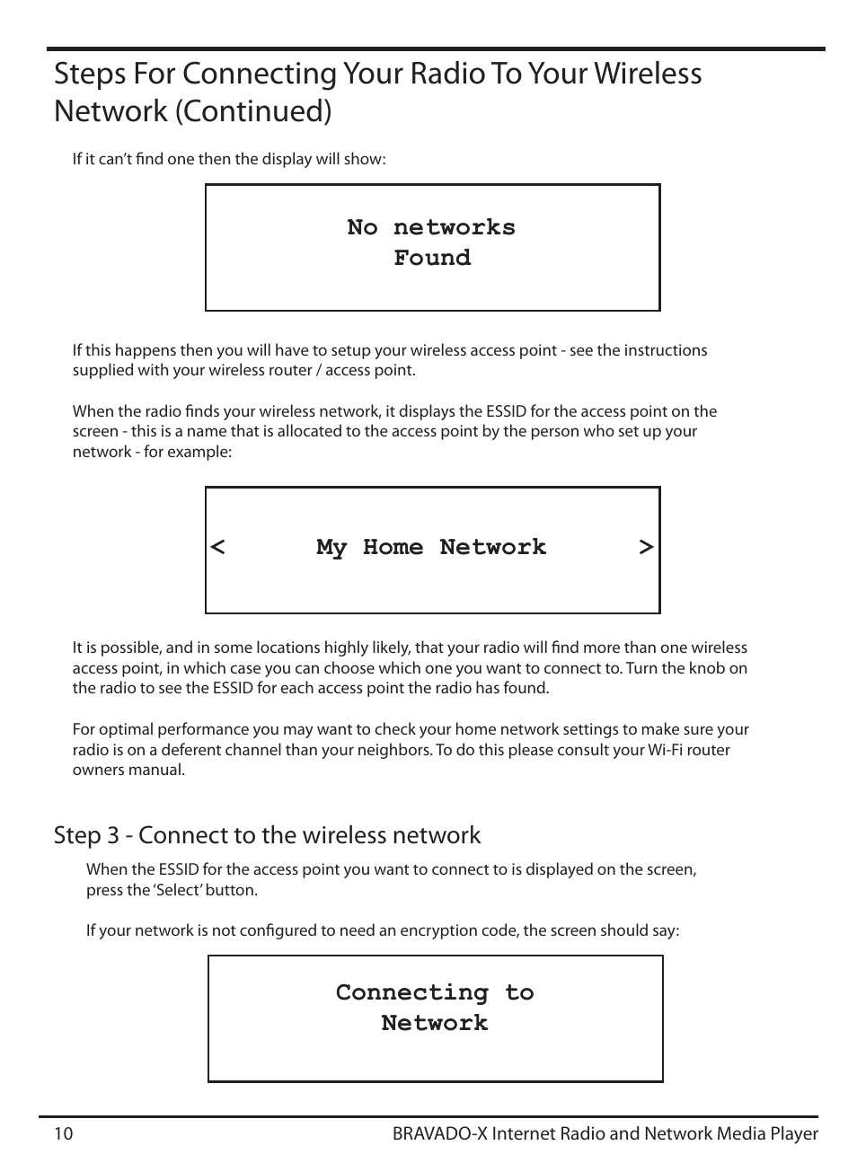 No networks found, My home network | Grace Digital GDI-IRD4500 Bravado X User Manual | Page 10 / 46